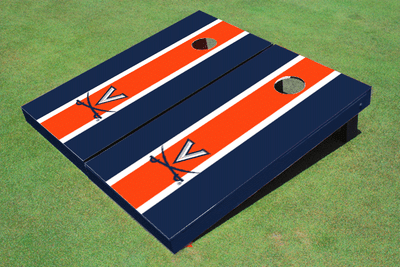 University of Virginia Orange And Navy Matching Long Stripe Cornhole Boards University of Virginia Orange And Navy Matching Long Stripe Cornhole Boards