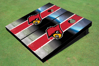 University of Louisville Field Long Strip Matching Red Themed Cornhole Boards