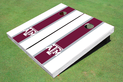 Texas A&M Maroon and White Matching Long Stripe Cornhole Boards