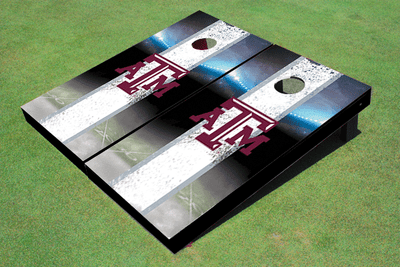 Texas A&M Field Long Strip Matching White Themed Cornhole Boards Texas A&M Field Long Strip Matching White Themed Cornhole Boards