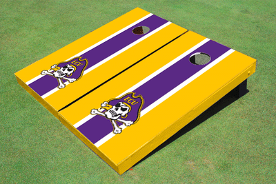 East Carolina University Purple and Yellow Matching Long Stripe Cornhole Boards East Carolina University Purple and Yellow Matching Long Stripe Cornhole Boards