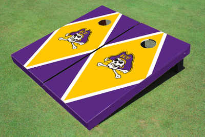 East Carolina University Yellow and Purple Matching Diamond Cornhole Boards East Carolina University Yellow and Purple Matching Diamond Cornhole Boards