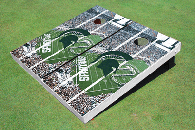 Michigan State University Stadium Long Strip Themed Cornhole Boards