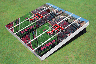 Texas Tech University Stadium Long Strip Themed Cornhole Boards