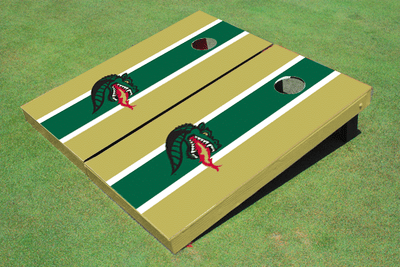 University of Alabama Birmingham Dragon Head Green and Gold Matching Long Stripe Custom Cornhole Board