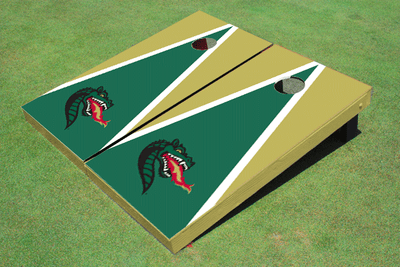 University of Alabama Birmingham Dragon Head Green and Gold Matching Triangle Custom Cornhole Boards