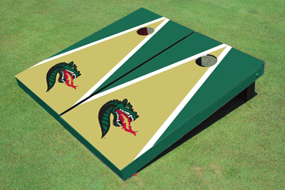 University of Alabama Birmingham Dragon Head Gold and Green Matching Triangle Custom Cornhole Boards University of Alabama Birmingham Dragon Head Gold and Green Matching Triangle Custom Cornhole Boards
