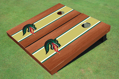 University of Alabama Birmingham Dragon Head Rosewood Gold Matching Long Stripe Custom Cornhole Boards