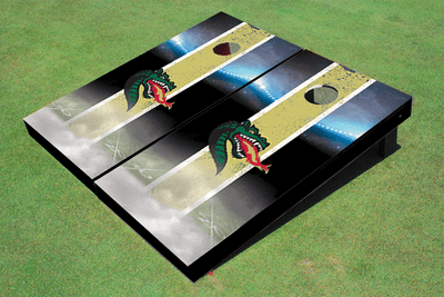 University of Alabama Birmingham Dragon Head Field Stripe Gold Custom Cornhole Boards
