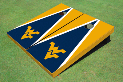 West Virginia University Navy And Gold Matching Triangle Cornhole Boards West Virginia University Navy And Gold Matching Triangle Cornhole Boards
