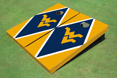West Virginia University Navy And Gold Matching Diamond Cornhole Boards