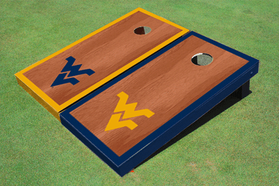 West Virginia University Rosewood Alternating Border Cornhole Boards West Virginia University Rosewood Alternating Border Cornhole Boards