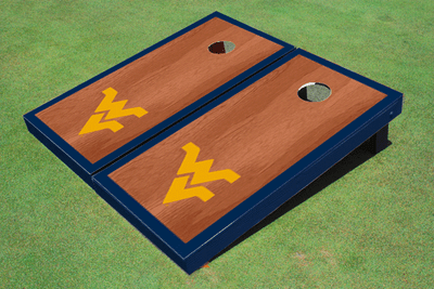 West Virginia University Navy Rosewood Matching Borders Cornhole Boards West Virginia University Navy Rosewood Matching Borders Cornhole Boards