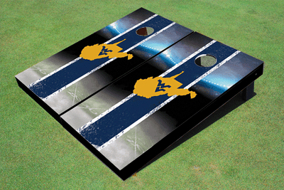 West Virginia University Field Long Stripe Matching Navy Themed Cornhole Boards West Virginia University Field Long Stripe Matching Navy Themed Cornhole Boards