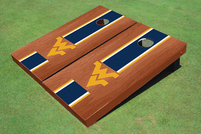 West Virginia University Navy Rosewood Matching Long Stripe Cornhole Boards West Virginia University Navy Rosewood Matching Long Stripe Cornhole Boards