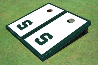 Michigan State University "S" Hunter Matching Border Cornhole Boards Michigan State University "S" Hunter Matching Border Cornhole Boards