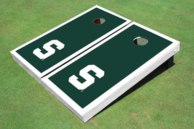 Michigan State University "S" White Matching Border Cornhole Boards