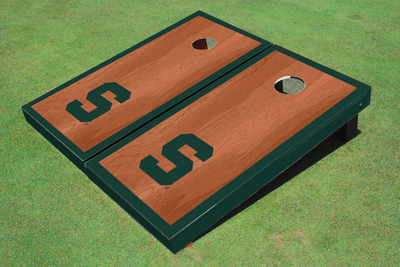 Michigan State University "S" Hunter Rosewood Matching Border Cornhole Boards Michigan State University "S" Hunter Rosewood Matching Border Cornhole Boards
