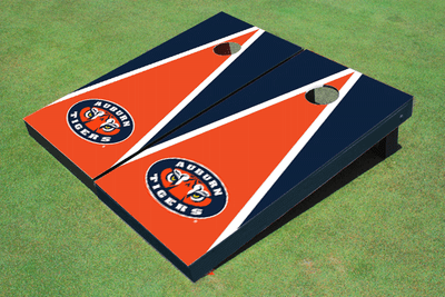 Auburn University "Tiger Eyes" Orange And Navy Matching Triangle Cornhole Boards Auburn University "Tiger Eyes" Orange And Navy Matching Triangle Cornhole Boards