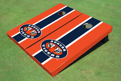 Auburn University "Tiger Eyes"  Navy And Orange Matching Long Stripe Cornhole Boards