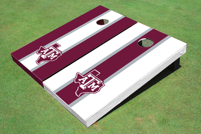 Texas A&M "State Outline" Alternating Long Stripe Cornhole Boards Texas A&M "State Outline" Alternating Long Stripe Cornhole Boards