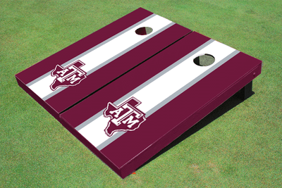 Texas A&M "State Outline" White and Maroon Matching Long Stripe Cornhole Boards