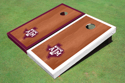 Texas A&M "State Outline" Rosewood Alternating Border Cornhole Boards Texas A&M "State Outline" Rosewood Alternating Border Cornhole Boards