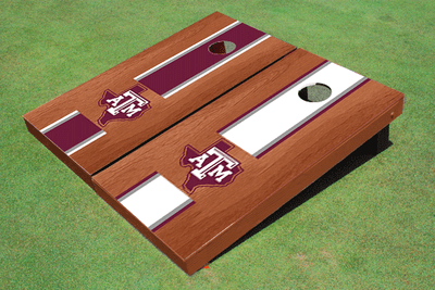 Texas A&M "State Outline" Rosewood Alternating Long Stripe Cornhole Boards