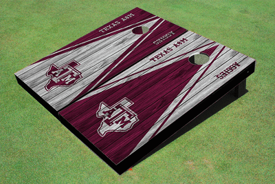 Texas A&M "State Outline" Alternating Wood Look Triangle Cornhole Boards