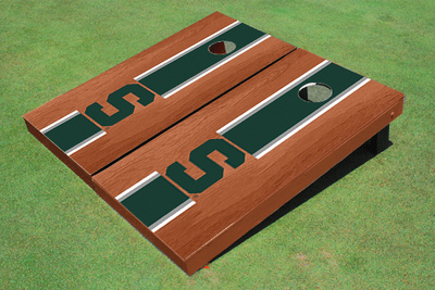 Michigan State University "S" Hunter Rosewood Matching Long Strip Cornhole Boards