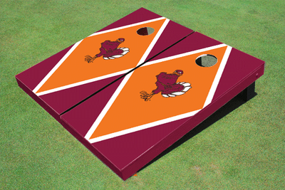 Virginia Tech "HokieBird" Orange And Maroon Matching Diamond Cornhole Boards