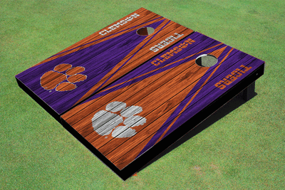 Clemson University Alternating Wood Look Triangle Cornhole Boards