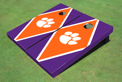 Clemson University Orange And Purple Matching Diamond Cornhole Boards Clemson University Orange And Purple Matching Diamond Cornhole Boards