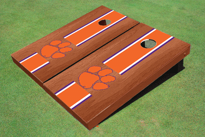 Clemson University Orange Rosewood Matching Long Stripe Cornhole Boards