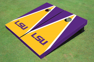 Louisiana State University Gold and Purple Matching Triangle Cornhole Boards