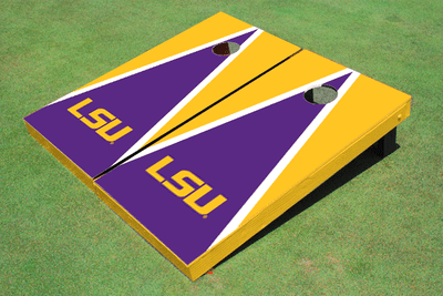 Louisiana State University Purple and Gold Matching Triangle Cornhole Boards