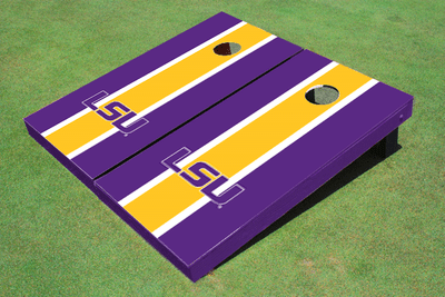 Louisiana State University Gold and Purple Matching Long Stripe Cornhole Boards Louisiana State University Gold and Purple Matching Long Stripe Cornhole Boards