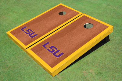 Louisiana State University Gold Rosewood Matching Border Cornhole Boards