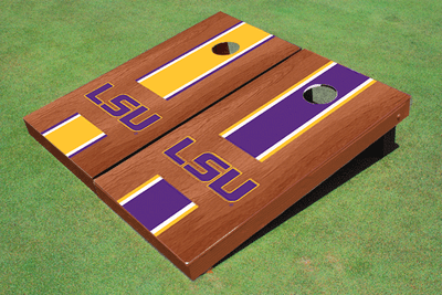 Louisiana State University Rosewood Alternating Long Stripe Cornhole Boards