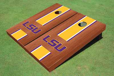 Louisiana State University Gold Rosewood Matching Long Stripe Cornhole Boards Louisiana State University Gold Rosewood Matching Long Stripe Cornhole Boards
