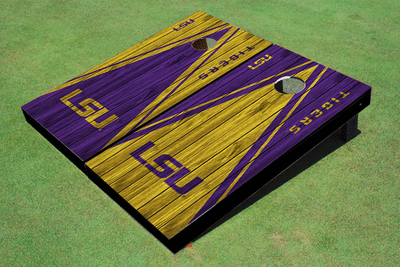 Louisiana State University Alternating Wood Look Triangle Cornhole Boards