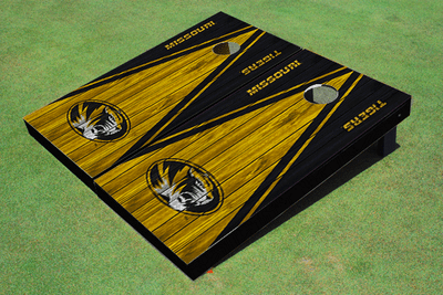 University of Missouri Gold and Black Matching Wood Look Triangle Cornhole Boards University of Missouri Gold and Black Matching Wood Look Triangle Cornhole Boards