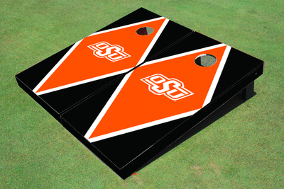 Oklahoma State University Orange and Black Matching Diamond Cornhole Boards Oklahoma State University Orange and Black Matching Diamond Cornhole Boards