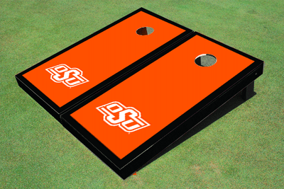 Oklahoma State University Black Matching Border Cornhole Boards