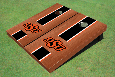 Oklahoma State University Black Rosewood Matching Long Stripe Cornhole Boards Oklahoma State University Black Rosewood Matching Long Stripe Cornhole Boards