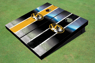 University of Missouri Field Long Stripe Alternating Themed Cornhole Boards
