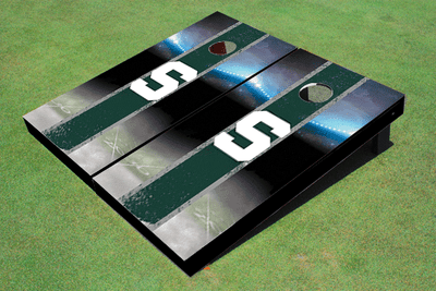 Michigan State University "S" Field Long Strip Matching Hunter Themed Cornhole Boards