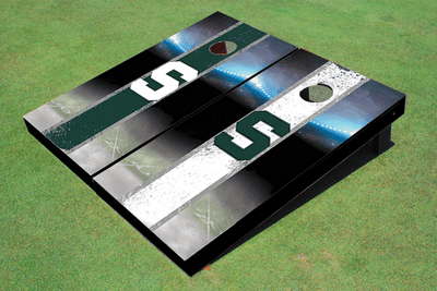 Michigan State University "S" Field Long Strip Alternating Themed Cornhole Boards Michigan State University "S" Field Long Strip Alternating Themed Cornhole Boards