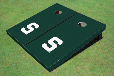 Michigan State University "S" Hunter Matching Solid Cornhole Boards