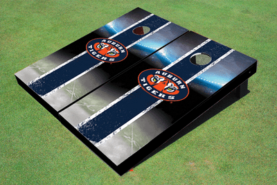 Auburn University "Tiger Eyes" Field Long Strip Matching Navy Themed Cornhole Boards